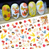 Zjkrl - 1pcs Gold iridescent Maple Leaf 3D Nail Sticker Fall Autumn Pattern Adhesive Transfer Stickers Shiny DIY Nail Art Decoration
