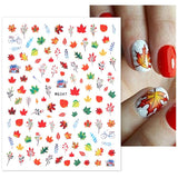 Zjkrl - 1pcs Gold iridescent Maple Leaf 3D Nail Sticker Fall Autumn Pattern Adhesive Transfer Stickers Shiny DIY Nail Art Decoration