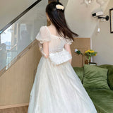 Elegant Princess Dress Women Vintage Lace-up Party Long Fairy Dresses for Women 2024 Spring Victorian Wedding Midi Dress Korean