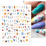 Zjkrl - 1pcs Gold iridescent Maple Leaf 3D Nail Sticker Fall Autumn Pattern Adhesive Transfer Stickers Shiny DIY Nail Art Decoration