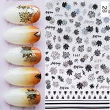 Zjkrl - 1pcs Gold iridescent Maple Leaf 3D Nail Sticker Fall Autumn Pattern Adhesive Transfer Stickers Shiny DIY Nail Art Decoration