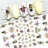 Zjkrl - 1pcs Gold iridescent Maple Leaf 3D Nail Sticker Fall Autumn Pattern Adhesive Transfer Stickers Shiny DIY Nail Art Decoration