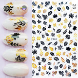 Zjkrl - 1pcs Gold iridescent Maple Leaf 3D Nail Sticker Fall Autumn Pattern Adhesive Transfer Stickers Shiny DIY Nail Art Decoration
