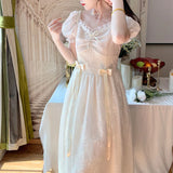 Elegant Princess Dress Women Vintage Lace-up Party Long Fairy Dresses for Women 2024 Spring Victorian Wedding Midi Dress Korean