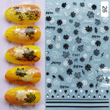 Zjkrl - 1pcs Gold iridescent Maple Leaf 3D Nail Sticker Fall Autumn Pattern Adhesive Transfer Stickers Shiny DIY Nail Art Decoration