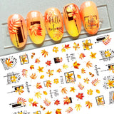 Zjkrl - 1pcs Gold iridescent Maple Leaf 3D Nail Sticker Fall Autumn Pattern Adhesive Transfer Stickers Shiny DIY Nail Art Decoration