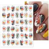 Zjkrl - 1pcs Gold iridescent Maple Leaf 3D Nail Sticker Fall Autumn Pattern Adhesive Transfer Stickers Shiny DIY Nail Art Decoration