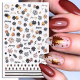 Zjkrl - 1pcs Gold iridescent Maple Leaf 3D Nail Sticker Fall Autumn Pattern Adhesive Transfer Stickers Shiny DIY Nail Art Decoration