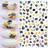 Zjkrl - 1pcs Gold iridescent Maple Leaf 3D Nail Sticker Fall Autumn Pattern Adhesive Transfer Stickers Shiny DIY Nail Art Decoration