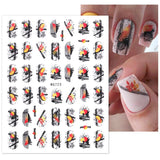 Zjkrl - 1pcs Gold iridescent Maple Leaf 3D Nail Sticker Fall Autumn Pattern Adhesive Transfer Stickers Shiny DIY Nail Art Decoration