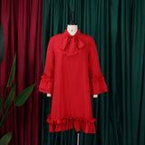 ZJKRL -  Elegant Ruffle Party Dress Women Solid Pleated Ruched Mini Evening Wedding Work Business Dress