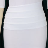 ZJKRL -  Summer Elegant Pleated Bodycon Midi Dress Women Solid V Neck 3/4 Party Club Work Business Pencil Dress