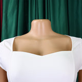 ZJKRL -  Summer Work Dress Women Elegant Solid Square Collar Short Sleeve Ruffle Hem Bodycon Party Business Midi Dress Women