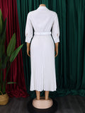 ZJKRL -  NEW Spring Casual Pleated Party Maxi Dress Women Solid V Neck Ruched Club Evening Street Wear Long Dress with Belt