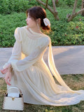 Zjkrl  -  French Elegant Slim Ruffle Dress Summer Women Graduation Evening Party Robe Female Bubble Sleeve Korean Chiffon Vestidos