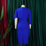 ZJKRL -  Elegant A-line Dress Women Ruffle Cloak Sleeve Slim Fashion High Waist Pencil Dress