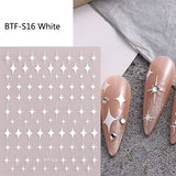 Sliver Stars Nails Stickers 3D Bronzing Laser White Cross Starlight Glossychic Y2k Stylish Adhesive Manicure Decorations SO-167