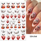 Zjkrl - Christmas Nail Sticker 3D Reflective Shiny Glitter Gold Silver Snowflake Elk Bells Decal Slider For Manicure Decoration NLLS-J24