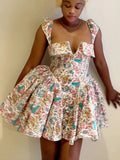ZJKRL -  Short Sexy Women Dresses A Line High Waisted Short Summer Dress Square Collar Elegant Sweet Lady Dresses