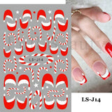 Zjkrl - Christmas Nail Sticker 3D Reflective Shiny Glitter Gold Silver Snowflake Elk Bells Decal Slider For Manicure Decoration NLLS-J24