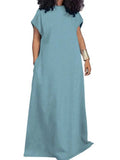 ZJKRL -  Women's Dresses Plus Size Backless V Summer Straight Dresses Maxi Length Elegant Denim Clothes Dress