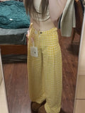 ZJKRL -  Yellow lazy style women's summer 2025 new sweet girl high waist casual versatile loose straight leg wide leg pants