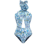 ZJKRL -  Sexy 3D Flower One Piece Swimsuit Women Print Swimwear with Skirt Monokini Print Bathing Suits Swim Suit Wear Beachwear
