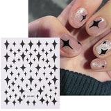 Sliver Stars Nails Stickers 3D Bronzing Laser White Cross Starlight Glossychic Y2k Stylish Adhesive Manicure Decorations SO-167