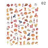 Zjkrl - 1pcs Gold iridescent Maple Leaf 3D Nail Sticker Fall Autumn Pattern Adhesive Transfer Stickers Shiny DIY Nail Art Decoration