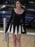 Zjkrl - Lace Up High Waist Dress For Women Folds Splice Bodycon Mini Dress Hot Girls Street Slim See Through Dresses Woman Autumn