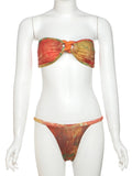 ZJKRL -  Puss Sexy Colorful Print 3 Piece Set Women Y2K Double Buckle Tube Bra+Thong+Split Skirts Vacation Beach Swimsuit Clubwear