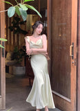 ZJKRL -  New Summer French Fashion Women Spaghetti Strap Elegant Long Mermaid Ruffles Dresses Evening Party Prom Clothes