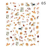 Zjkrl - 1pcs Gold iridescent Maple Leaf 3D Nail Sticker Fall Autumn Pattern Adhesive Transfer Stickers Shiny DIY Nail Art Decoration