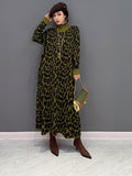 Zjkrl - 2023 Spring Autumn New Korean Fashion Trend High Neck Leopard Knitted Dress Women Streetwear Sweater Dress ZXF769