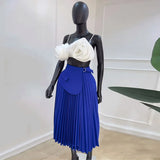 ZJKRL -  Summer Casual Solid Ruched A Line Maxi Skirts Women Elegant Vintage Pleated Party Holiday Work Business Long Skirt Women