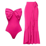 ZJKRL  -  One-piece chiffon swimsuit for women, one-shoulder, split Beach Skirt, sexy, Europe and America, hot spring, new