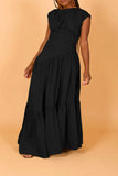 ZJKRL -  Summer Solid Pleated Maxi Dress Women Casual Ruched High Waist Sleeveless Work Business Party Long Dress Women