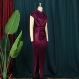 Zjkrl  -  Long Dress Women Party Pleated Bandage Elegant Evening High Waist Summer Dresses Prom Formal Green Bodycon Maxi Work Vestidos