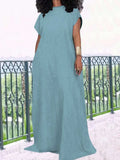 ZJKRL -  Women's Dresses Plus Size Backless V Summer Straight Dresses Maxi Length Elegant Denim Clothes Dress