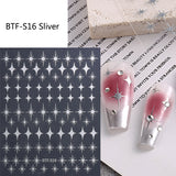 Sliver Stars Nails Stickers 3D Bronzing Laser White Cross Starlight Glossychic Y2k Stylish Adhesive Manicure Decorations SO-167