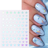 Sliver Stars Nails Stickers 3D Bronzing Laser White Cross Starlight Glossychic Y2k Stylish Adhesive Manicure Decorations SO-167