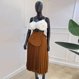 ZJKRL -  Summer Casual Solid Ruched A Line Maxi Skirts Women Elegant Vintage Pleated Party Holiday Work Business Long Skirt Women