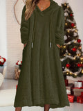 ZJKRL -  Winter Velvet Maxi Dress Women Fuzzy Fleece Hoodie Dress Casual Long Sleeve Hooded Sweatshirt Dress Sherpa Flannel Nightgowns