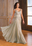 Zjkrl  -  Champagne Chiffon Silk Mother of the Bride Dresses Plus Size Cap Sleeves Formal Wedding Guest Celebrity Evening Dresses