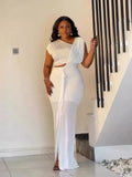 ZJKRL -  Elegant White Long Dress Silk Stretchy Ladies Sexy Dress Evenings Party Summer Floor-length Tight Dress