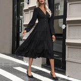 Zjkrl - Dresses For Women Autumn Winter Fashionable New Casual Dress Lady Elegant Ladies Sexy Vintage The Split Vestidos  Mujer платье
