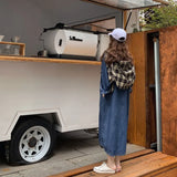 Zjkrl - Casual Long-sleeved Blue Denim Dress Pocket Elegant Denim Fashion Slim Denim Dress 2024 New Autumn and Winter Shirt Women Dress