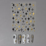 Sliver Stars Nails Stickers 3D Bronzing Laser White Cross Starlight Glossychic Y2k Stylish Adhesive Manicure Decorations SO-167