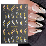 Zjkrl - Christmas Nail Sticker 3D Reflective Shiny Glitter Gold Silver Snowflake Elk Bells Decal Slider For Manicure Decoration NLLS-J24
