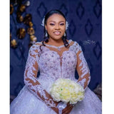 Zjkrl  -  Beaded Bridal Cathedral Lace Appliqued plus size dress empire Ball Gown wedding dress robe de mariage Wedding Dresses